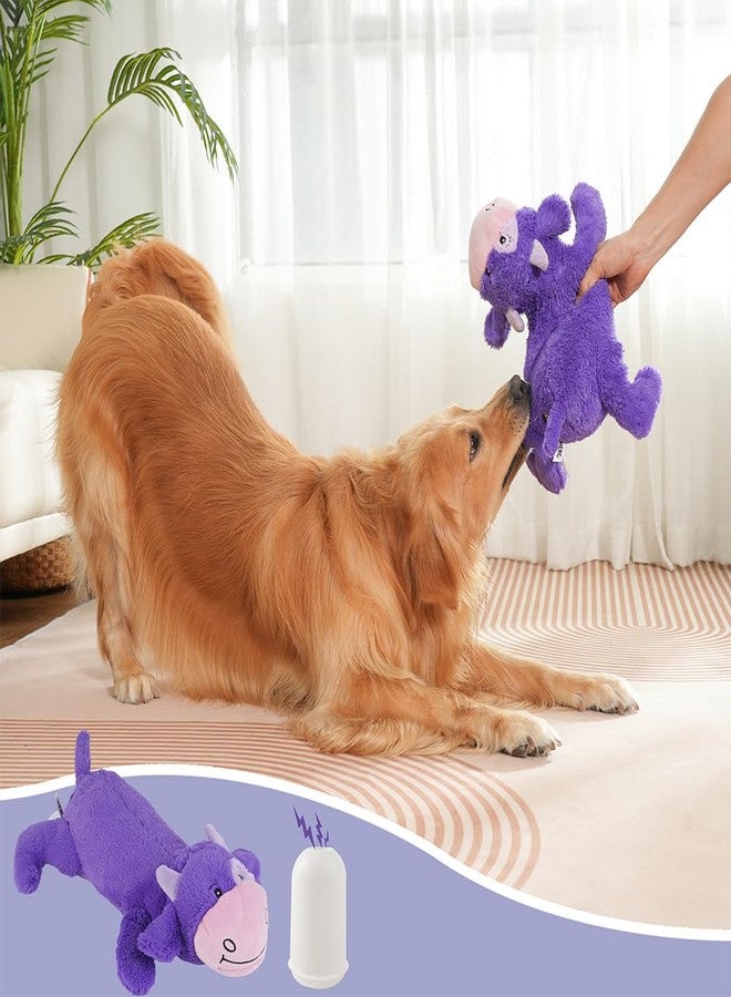 هيرو لعبة كلب عملاقة من القطيفة تُصدر صوتًا - ألعاب كلاب تصدر صوتًا - لعبة متينة مع صفارة، مقاس كبير جدًا، بقرة - Image 4